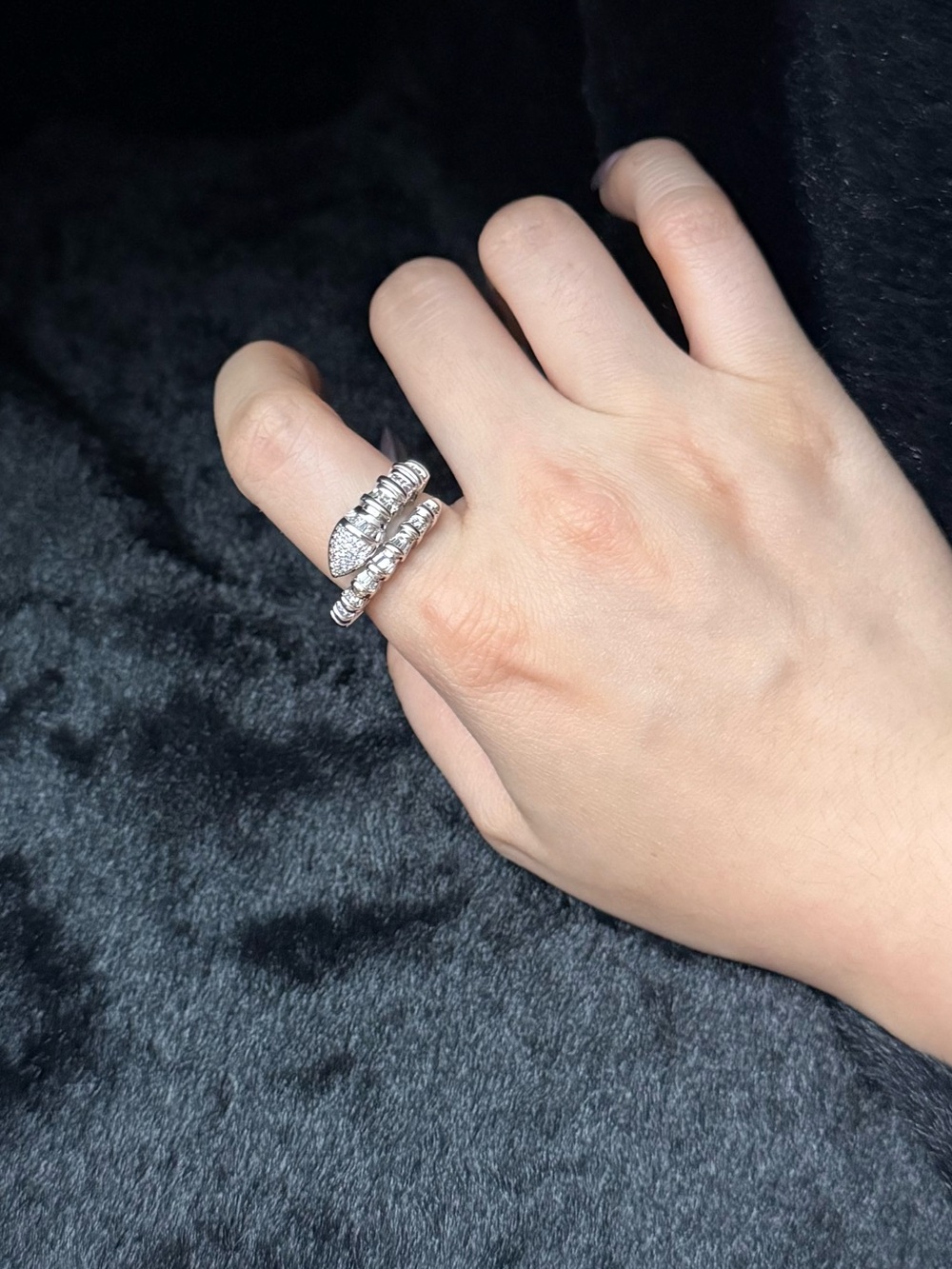 Multi-band Stacked Crystal Split Silver Tone Statement Ring